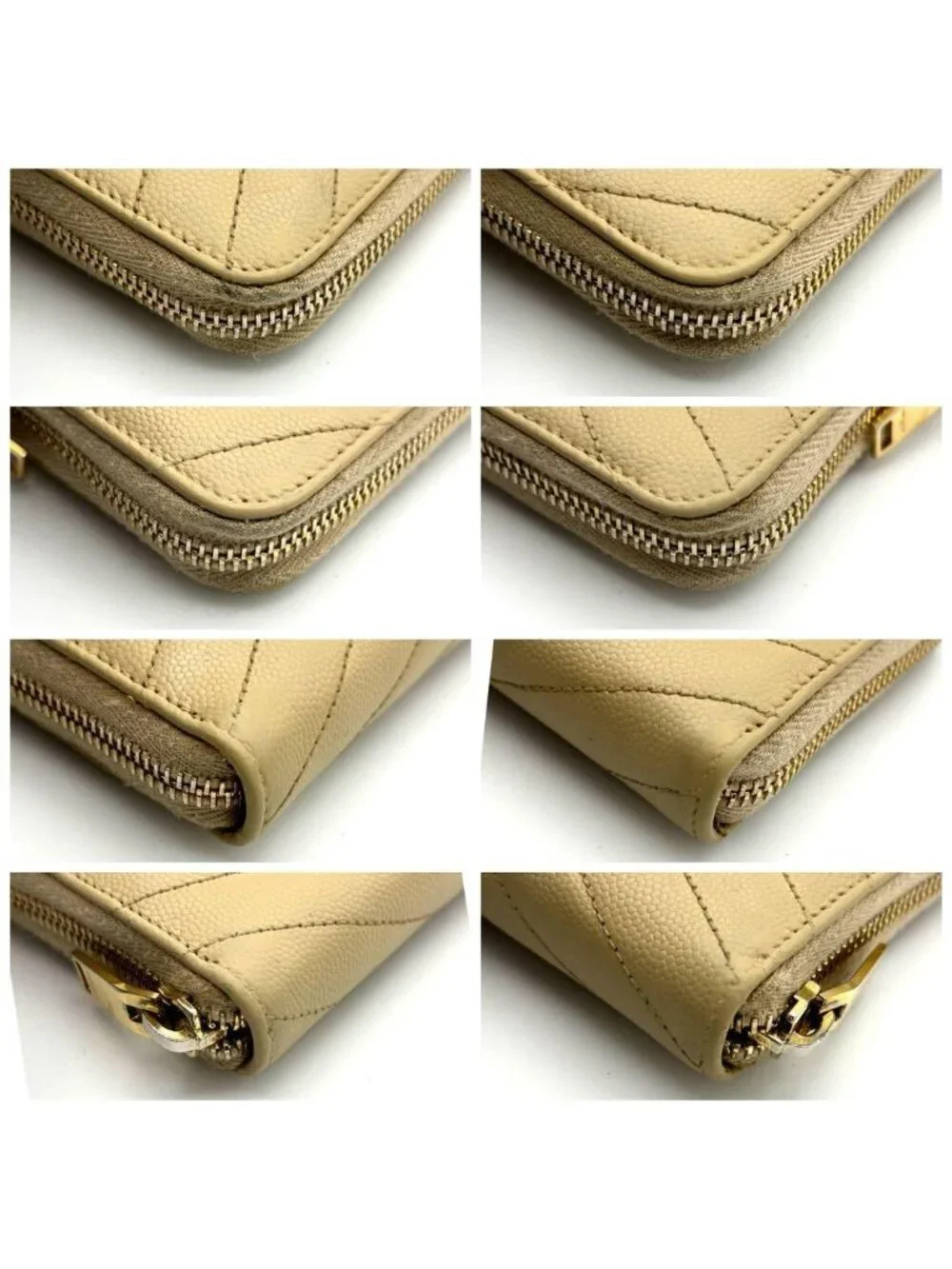 ★SOLD★ Saint Laurent Stitch Beige Leather Zip Around Wallet - Picture 7 of 10